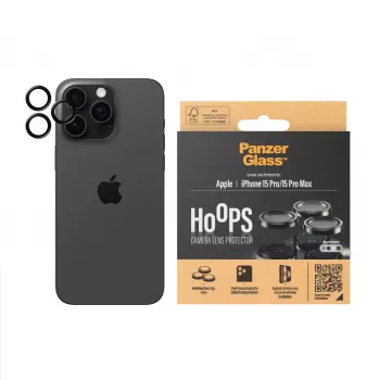 PanzerGlass® Hoops® Protector metálico de lente de cámara Negro iPhone 15 Pro | 15 Pro Max