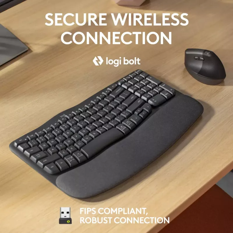 Logitech Wave Keys for Business teclado ergonómico tamaño completo inalámbrico