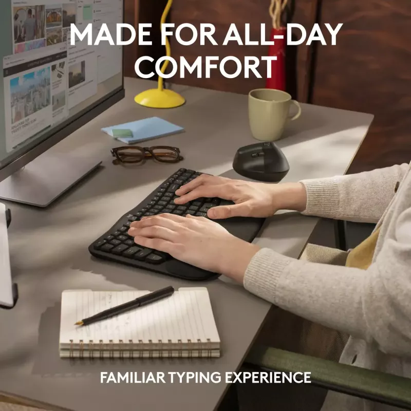 Logitech Wave Keys for Business teclado ergonómico tamaño completo inalámbrico