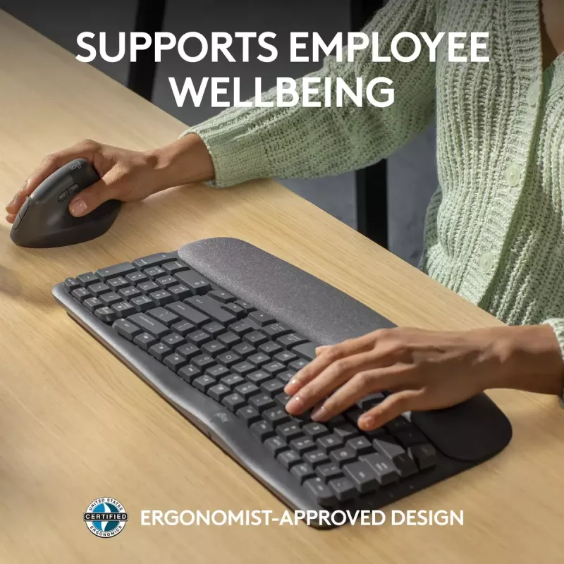 Logitech Wave Keys for Business teclado ergonómico tamaño completo inalámbrico