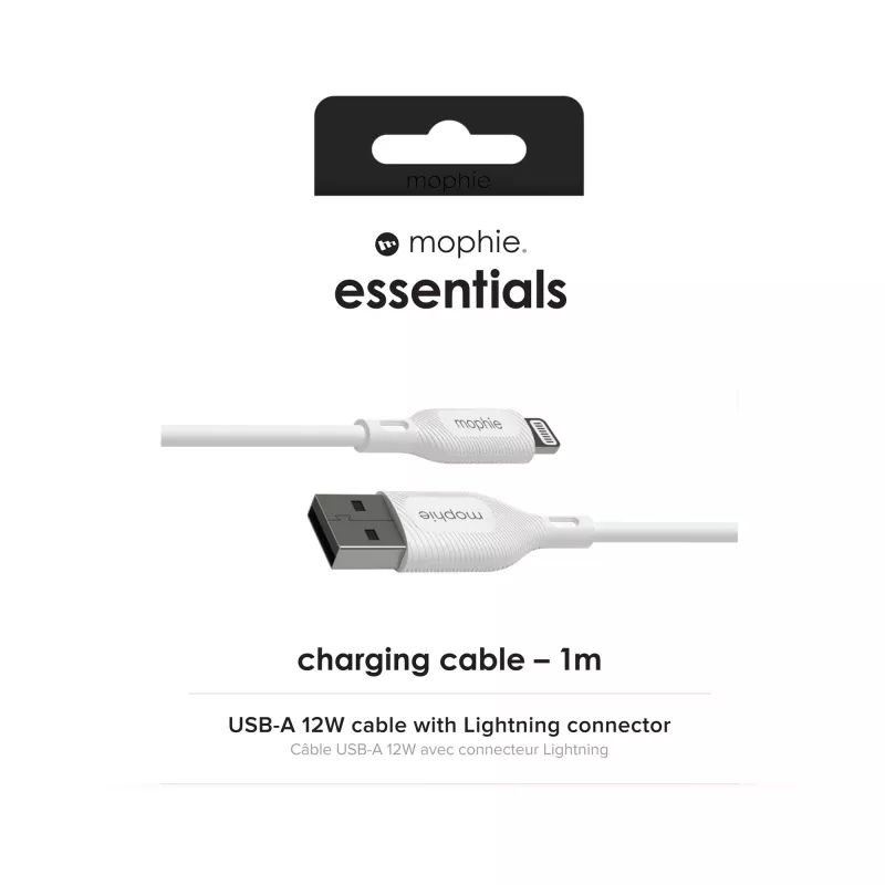 Cable de carga mophie essentials 1M Lightning a USB A 12W
