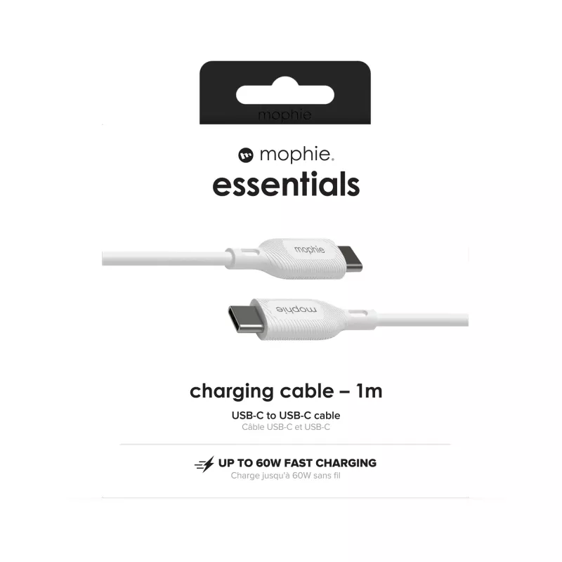Cable de carga mophie essentials | 1 m Cable USB USB 2.0 USB-C Blanco