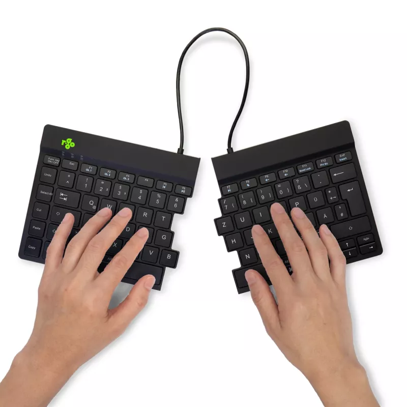 Teclado ergonómico R-Go Tools R-Go Split Break con software Break, teclado ergonómico dividido, QWERTZ (DE), Bluetooth, negro
