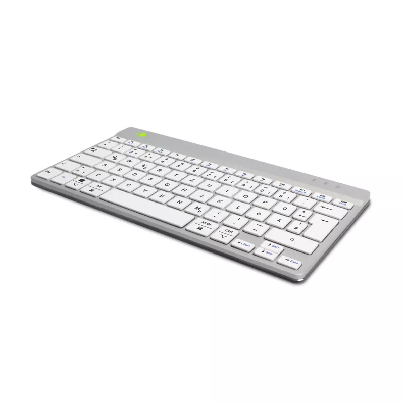 Teclado ergonómico R-Go Tools R-Go Compact Break, teclado compacto con software de pausas, QWERTZ (DE), Bluetooth, blanco