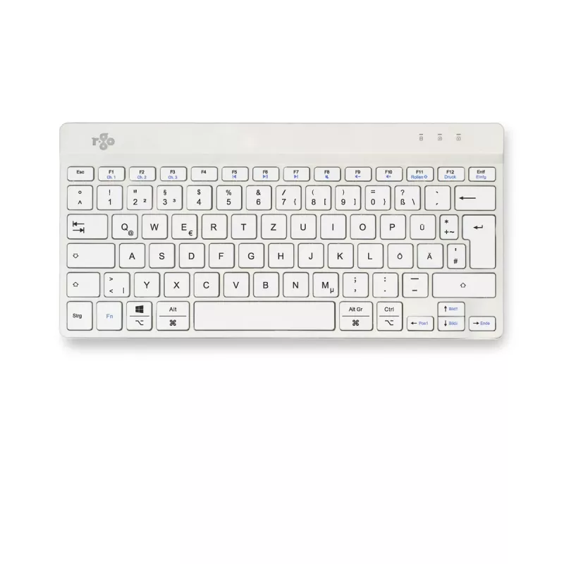 Teclado ergonómico R-Go Tools R-Go Compact Break, teclado compacto con software de pausas, QWERTZ (DE), Bluetooth, blanco