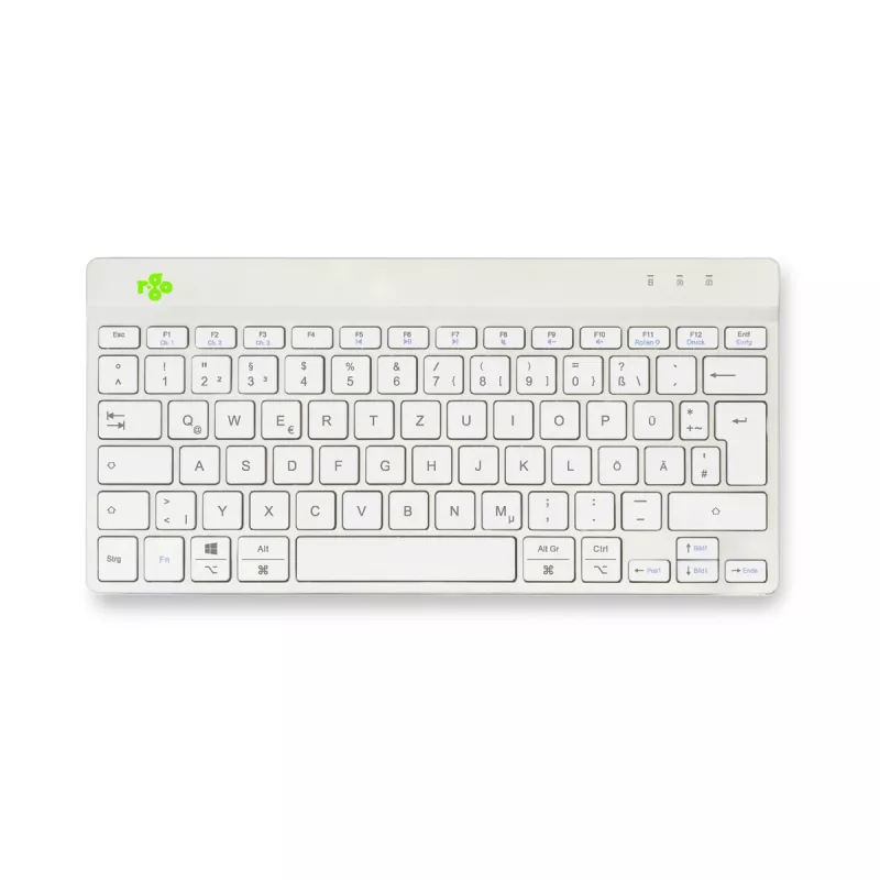 Teclado ergonómico R-Go Tools R-Go Compact Break, teclado compacto con software de pausas, QWERTZ (DE), Bluetooth, blanco