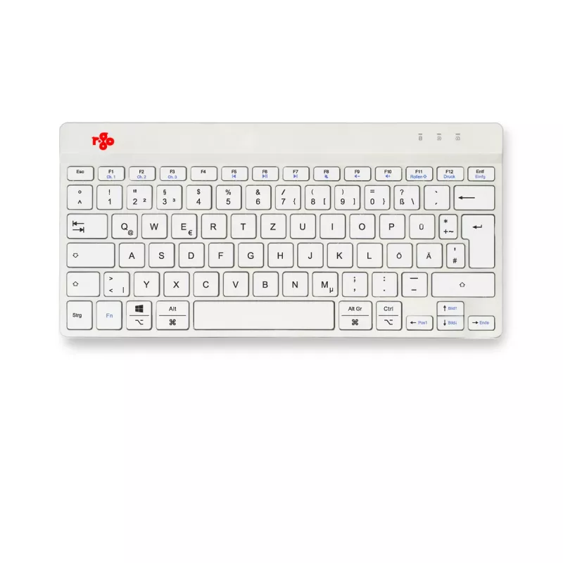 Teclado ergonómico R-Go Tools R-Go Compact Break, teclado compacto con software de pausas, QWERTZ (DE), Bluetooth, blanco