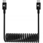 DEQSTER 50-736669 cable de carga en espiral de USB-C a USB-C, 0,8 m, 480 Mbit/s, negro