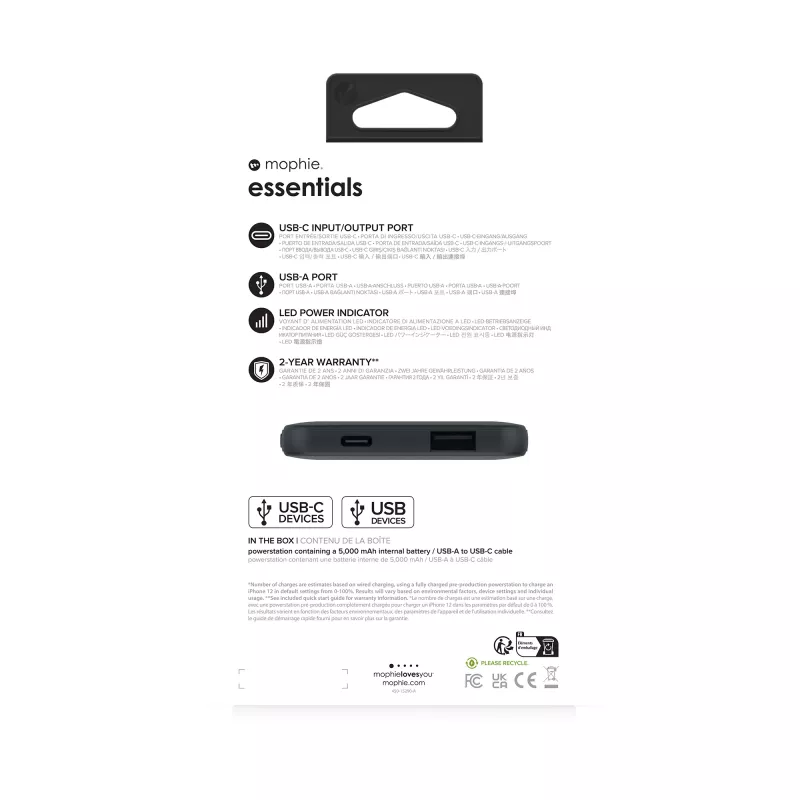mophie essentials powerstation 5K 5000 mAh Negro