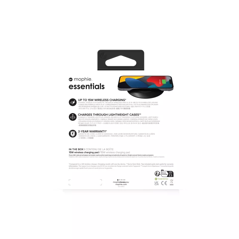 mophie essentials base de carga inalámbrica 15 W smartphone negro USB interior