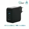 Cargador Ravanson Mobilis 100W GaN 2×USB‑C + 1×USB‑A AC para interior — para portátil, smartphone, tablet — negro