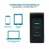 Cargador Ravanson Mobilis 100W GaN 2×USB‑C + 1×USB‑A AC para interior — para portátil, smartphone, tablet — negro