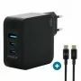 Cargador Ravanson Mobilis 100W GaN 2×USB‑C + 1×USB‑A AC para interior — para portátil, smartphone, tablet — negro