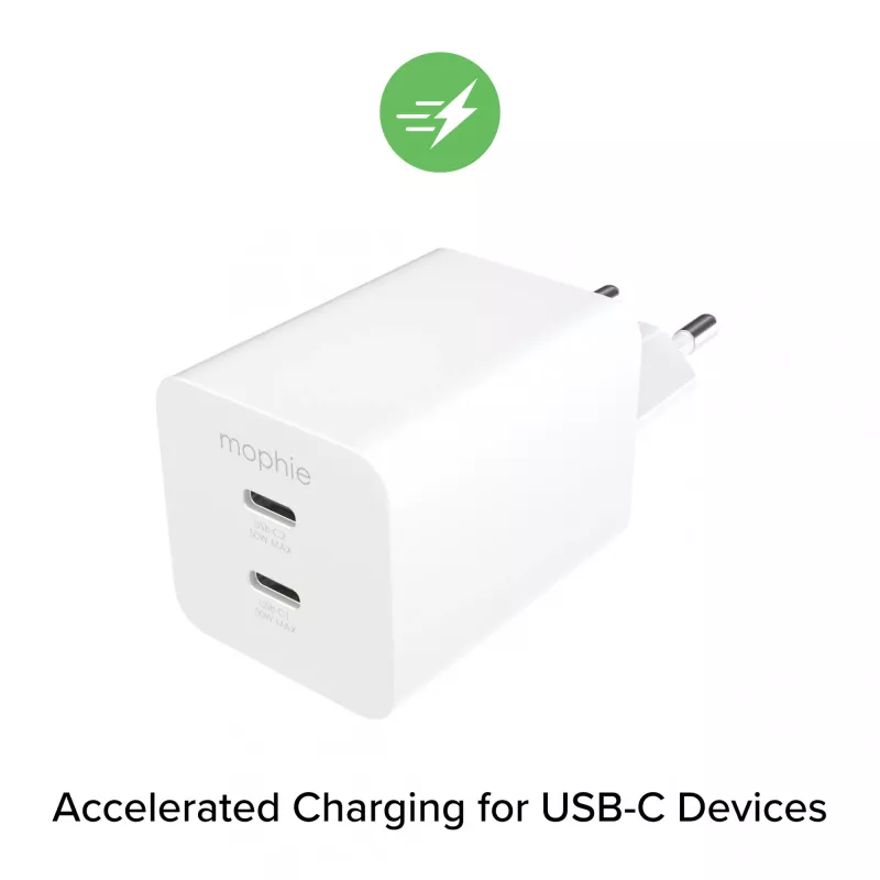 Fuente de alimentación Zagg 50W 2x USB-C blanca — Zagg mophie essentials