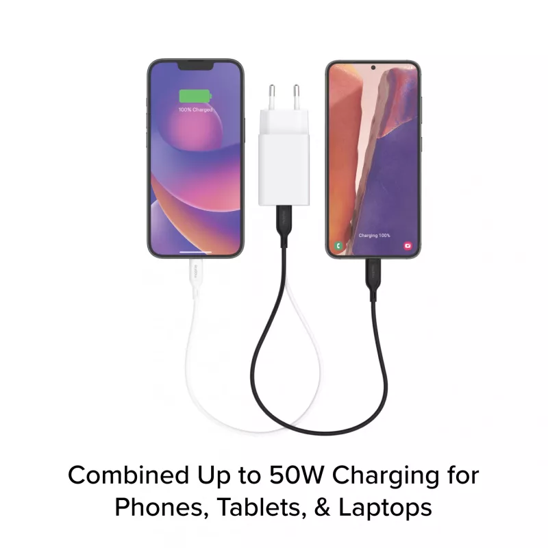 Fuente de alimentación Zagg 50W 2x USB-C blanca — Zagg mophie essentials