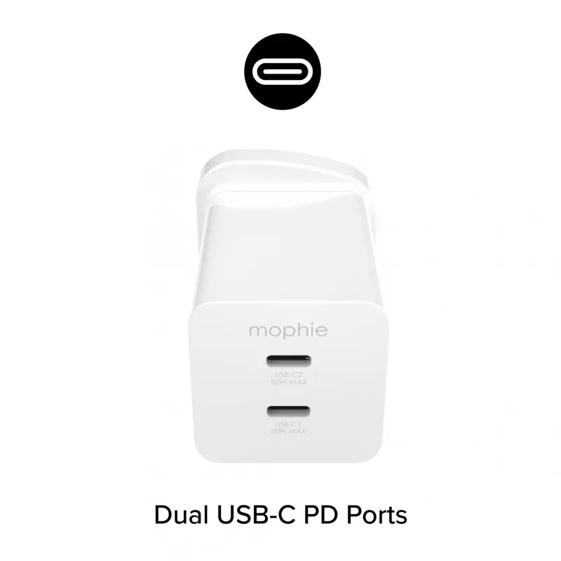 Fuente de alimentación Zagg 50W 2x USB-C blanca — Zagg mophie essentials
