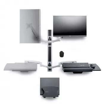 Estación de trabajo de montaje en pared StarTech.com, soporte VESA para monitores de 32 pulgadas (22 lb/10 kg), soporte de monitor único totalmente articulado y bandeja para teclado con soporte para ordenador de sobremesa/PC, escritorio elevable
