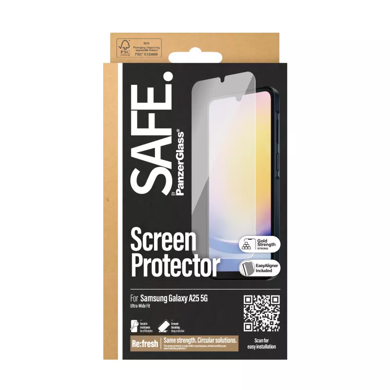 PanzerGlass SAFE. by ® Protector de pantalla Samsung Galaxy A25 5G | Ultra-Wide Fit con EasyAligner
