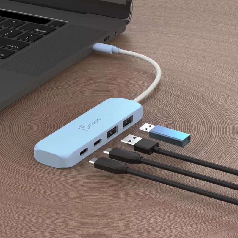Hub USB-C a 4 puertos Type-C y Type-A Gen 2 ecológico j5create