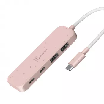 Hub USB-C j5create JCH342ER-N 4 puertos Type-C Type-A Gen 2 10000 Mbit/s rosa