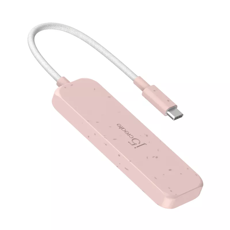 Hub USB-C j5create JCH342ER-N 4 puertos Type-C Type-A Gen 2 10000 Mbit/s rosa