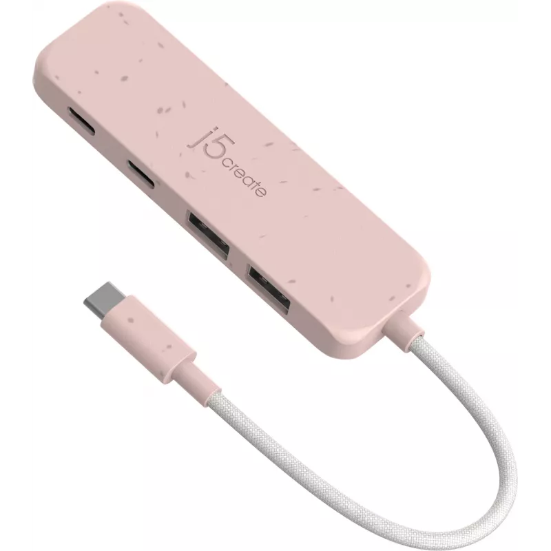 Hub USB-C j5create JCH342ER-N 4 puertos Type-C Type-A Gen 2 10000 Mbit/s rosa