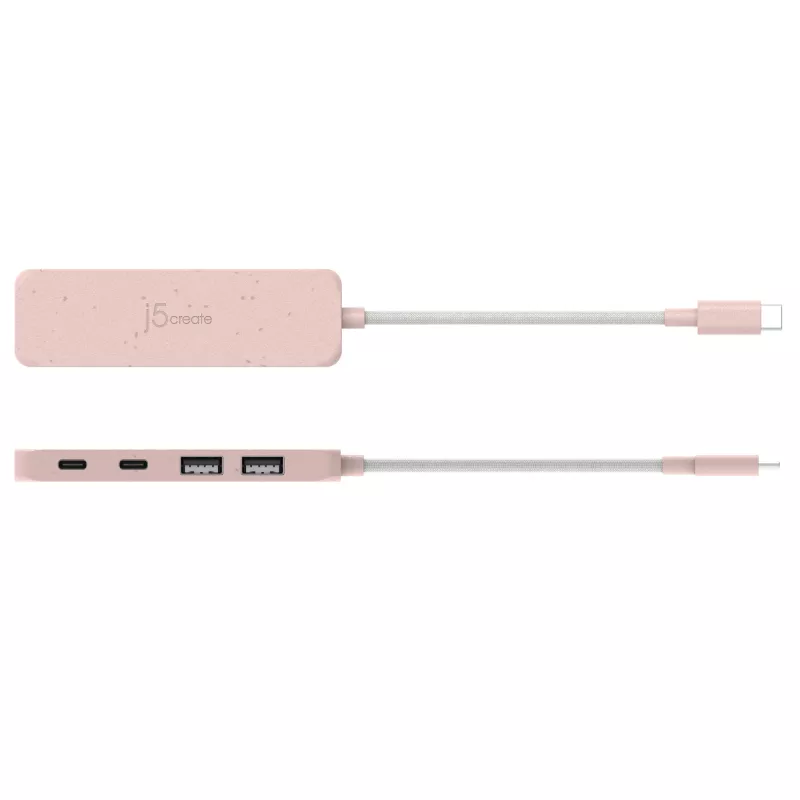 Hub USB-C j5create JCH342ER-N 4 puertos Type-C Type-A Gen 2 10000 Mbit/s rosa