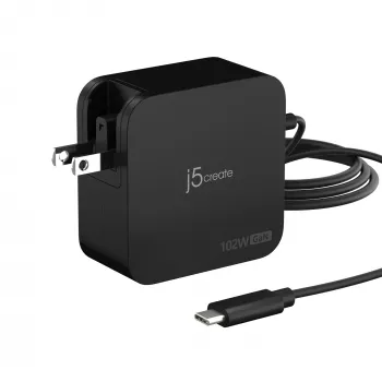 Cargador j5create 102W GaN PD USB-C 2 puertos con enchufes intercambiables