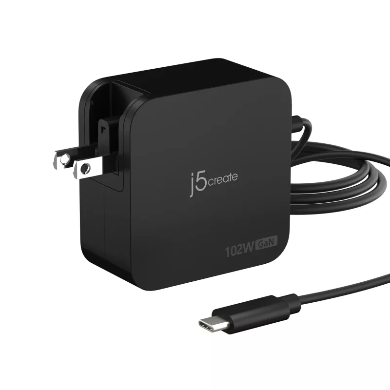 Cargador j5create 102W GaN PD USB-C 2 puertos con enchufes intercambiables