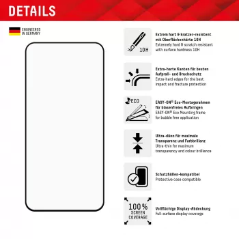 Displex Full Cover protector de pantalla (10H) para Samsung Galaxy A35/A55 5G, marco de montaje Eco, cobertura total