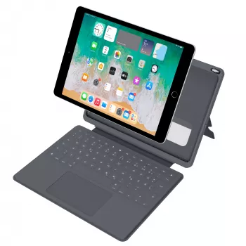 ASTAR DEQSTER Smart Rugged Touch Plus Teclado 10,2 pulgadas — QWERTZ Alemán, interruptores mecánicos, acoplamiento Smart Connector, Gris