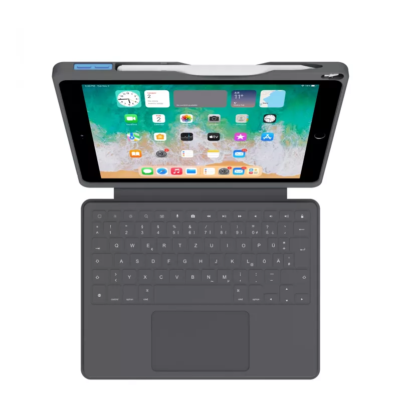 ASTAR DEQSTER Smart Rugged Touch Plus Teclado 10,2 pulgadas — QWERTZ Alemán, interruptores mecánicos, acoplamiento Smart Connector, Gris