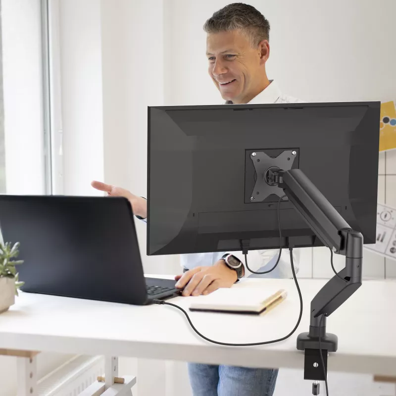 j5create JTSA101 Soporte de monitor ergonómico Negro Pinza de mesa Pasacables de mesa 8 kg 17 a 32 pulgadas