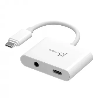 j5create JCA122 Adaptador USB-C® a audio de 3,5 mm con Power Delivery, Negro