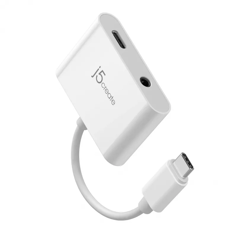 j5create JCA122 Adaptador USB-C® a audio de 3,5 mm con Power Delivery, Negro