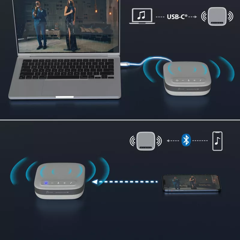 j5create JCDS337 USB-C® Dual 4K Speakerphone Dock Pro, negro