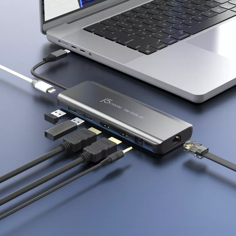 j5create JCD398 USB-C® Dual 4K HDMI™ 10Gbps Mini Dock, negro