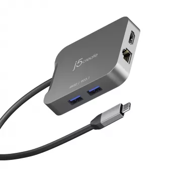 j5create JCD3191 4K60 Elite USB-C® Travel Adapter, negro