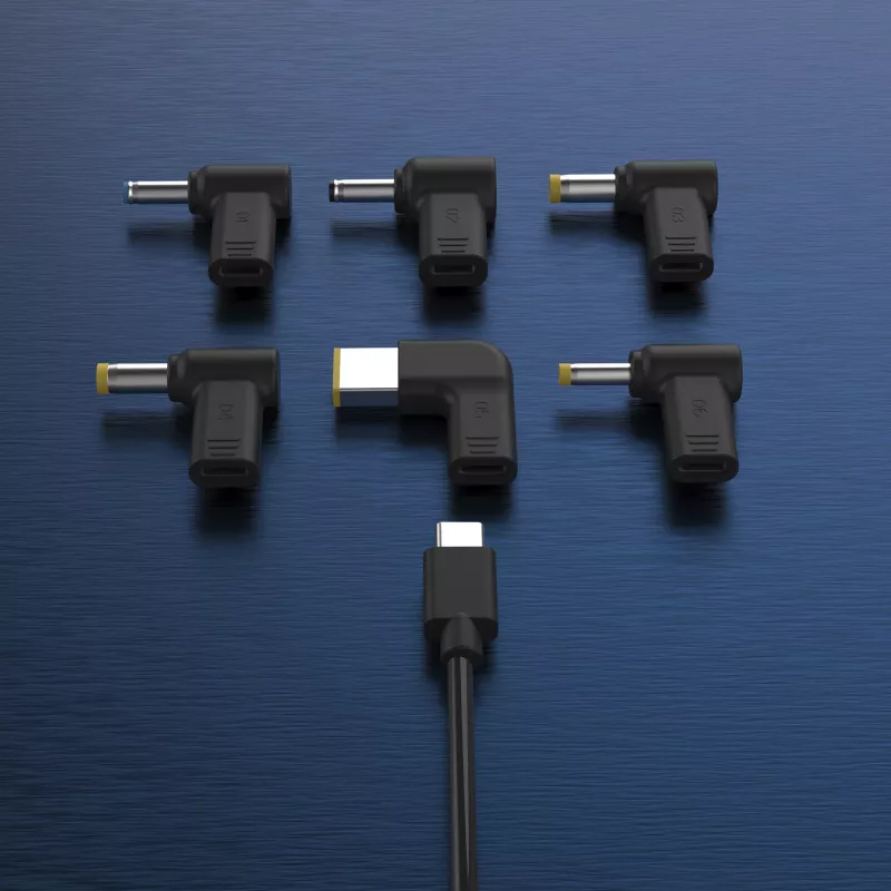 j5create JUP1565DC 67W GaN PD USB-C® Mini cargador con 6 tipos de conectores DC – EU, negro