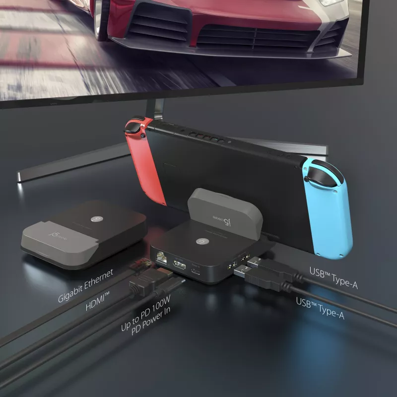 j5create JCD620 Mini docking station para Nintendo Switch™, negro