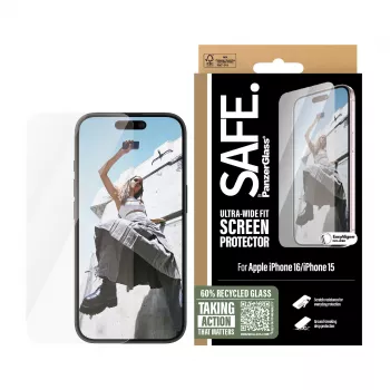 PanzerGlass SAFE. by ® protector de pantalla iPhone '24 6,1 pulgadas | Ultra-Wide Fit