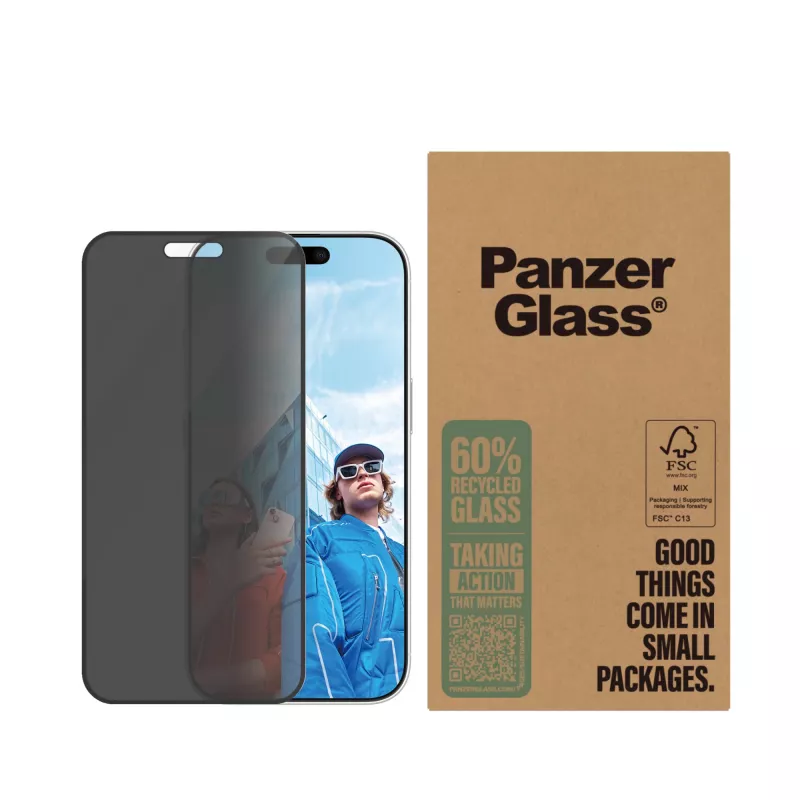 PanzerGlass protector de pantalla con privacidad iPhone 16 Pro Ultra-Wide Fit…
