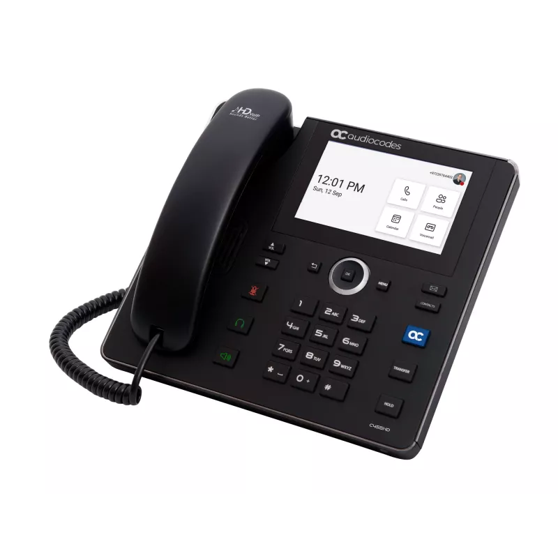 AudioCodes Teams C455HD IP-Phone PoE GbE negro, Teléfono IP, Negro, Auricular con cable, Android, SIP info, 8 líneas