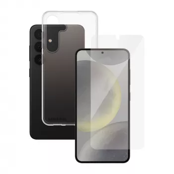 Protector de pantalla 2-in-1 Bundle PanzerGlass SAFE. para Samsung Galaxy S24 — cristal templado + parte trasera TPU, transparente, 50 uds.