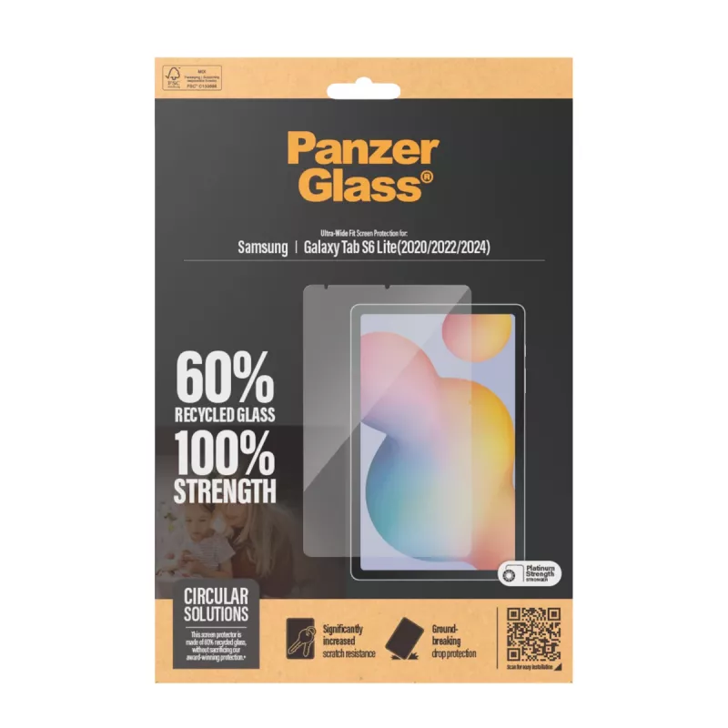 PanzerGlass ® Protector de pantalla Samsung Galaxy Tab S6 Lite (2020, 2022, 2024) | Ultra-Wide Fit