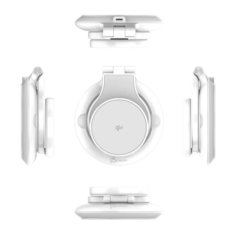j5create Qi2 Estación de carga magnética plegable 3 en 1 Interior USB Smartwatch Auriculares Smartphone