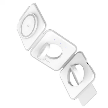 j5create Qi2 3 en 1 Magnetic Travel Wireless Charging Station Interior USB Carga rápida Blanco