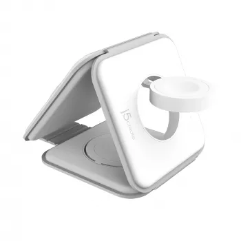 j5create Qi2 3 en 1 Magnetic Travel Wireless Charging Station Interior USB Carga rápida Blanco