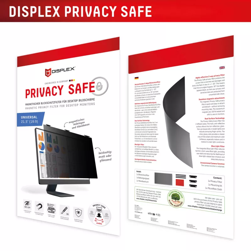 Filtro de privacidad de 2 vías Displex PRIVACY SAFE 21,5