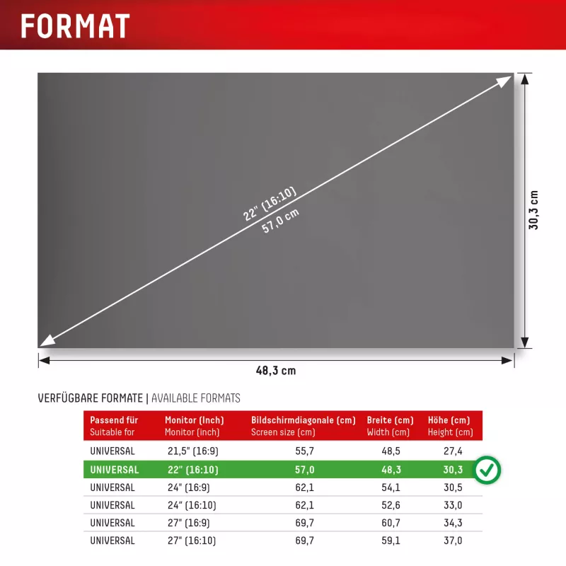 Filtro de privacidad de 2 vías extraíble Displex PRIVACY SAFE para monitor de escritorio 22 inch (16:10)